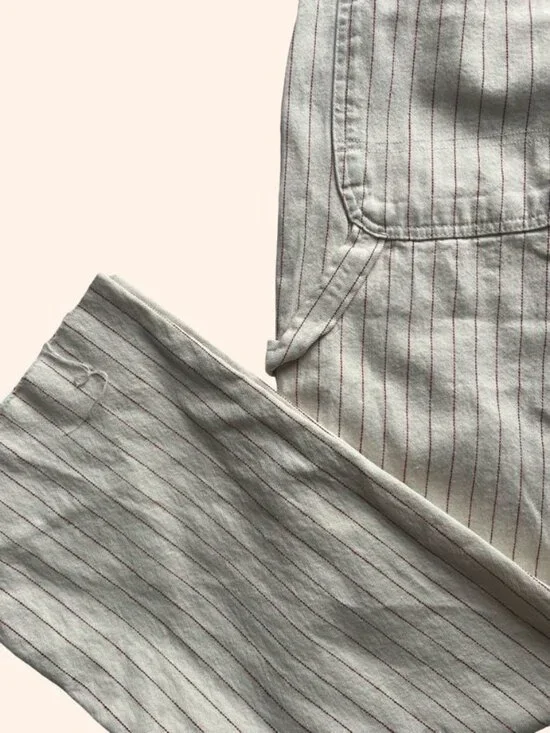 Dickies Pinstripe Carpenter Pants Beige Workwear Utility 34x29 Straight Leg - Picture 5 of 8